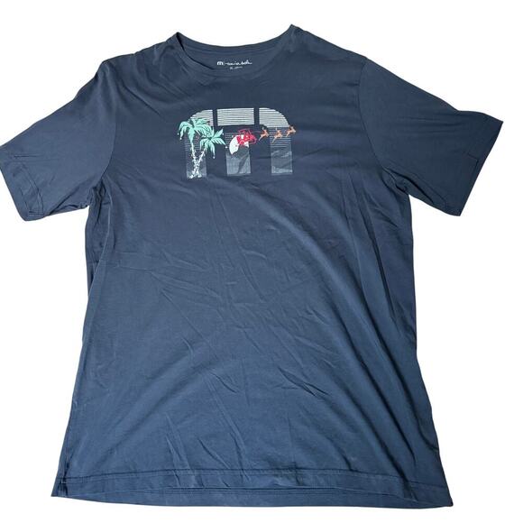 Travis Mathew's Santa Sleigh Christmas Tshirt Navy Men's XXL - Picture 2 of 4